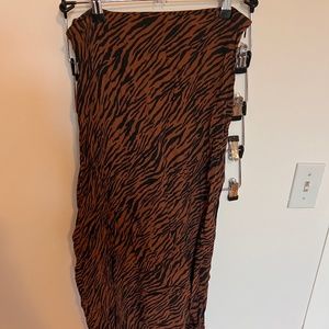Zebra Print Midi Skirt Side Slit Size Large